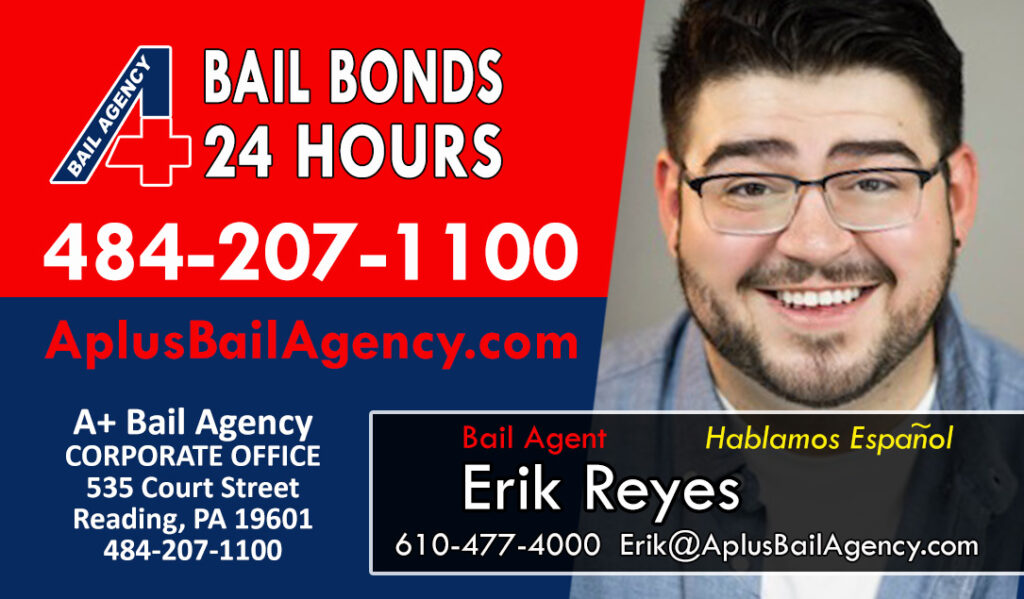 Pennsylvania Bail Agent Erik Reyes Business Card